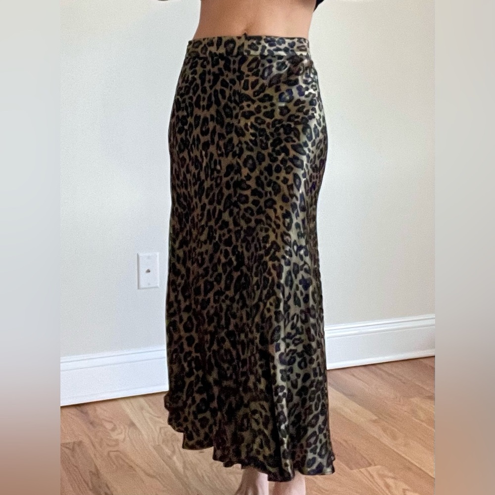 Zara Satin Leopard Maxi Skirt